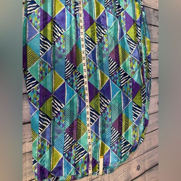 VINTAGE La Chemise USA Blue Purple Retro Kaftan Dress Kimono Colorful Coverup L - Picture 14 of 14